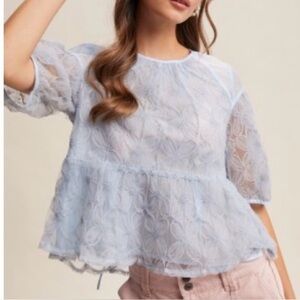 Listicle Light Blue Floral Blouse
